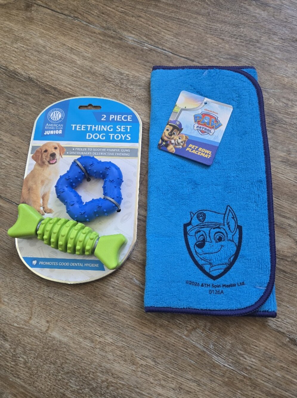 American Kennel Club JR. Teething Dog Toy +  Paw Patrol Placemat Set